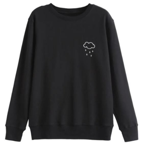 Tops - Rain Cloud Print Sweatshirt Black